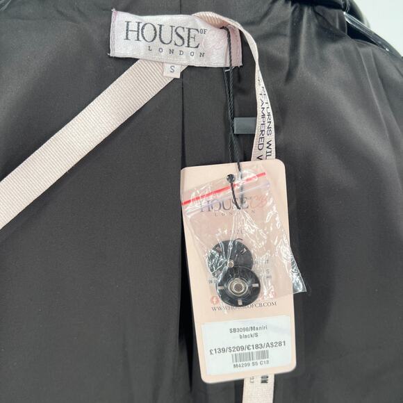 House of CB Womens Maniri Black Patent Vinyl Trench Coat Jacket Size Small S - Picture 10 of 12